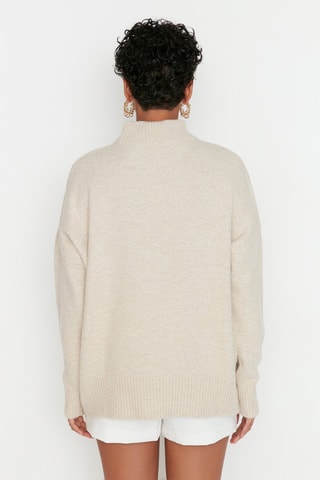 Oversized Trui Gemêleerd Beige
