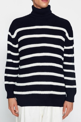 Trui Oversized - Marineblauw en Wit