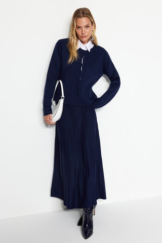 Vest en Geplooide Rok Marineblauw
