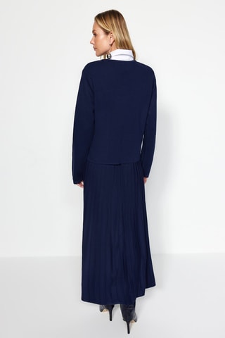 Vest en Geplooide Rok Marineblauw