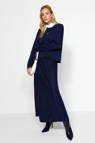 Vest en Geplooide Rok Marineblauw