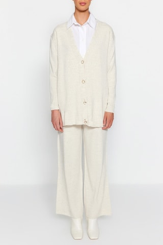 Vest en Broek Wide Legs Gemêleerd Lichtgrijs