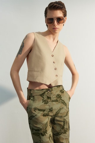 Mouwloos Vest - 
Beige
