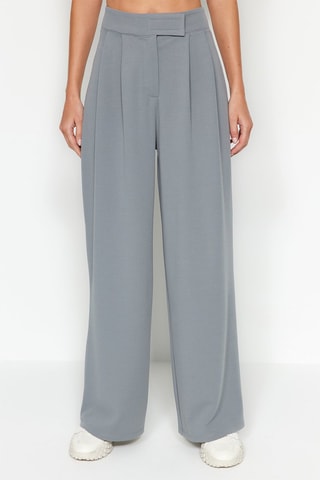 Broek Hoge Taille Wide Legs Grijs