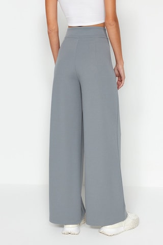 Broek Hoge Taille Wide Legs Grijs
