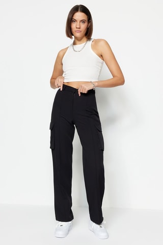 Cargobroek Hoge Taille Zwart