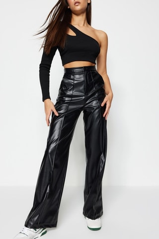 Broek wide legs - Zwart