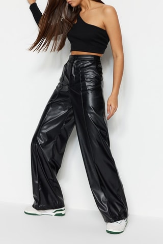 Broek wide legs - Zwart