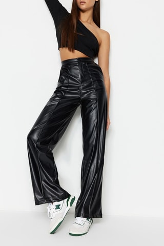 Broek wide legs - Zwart