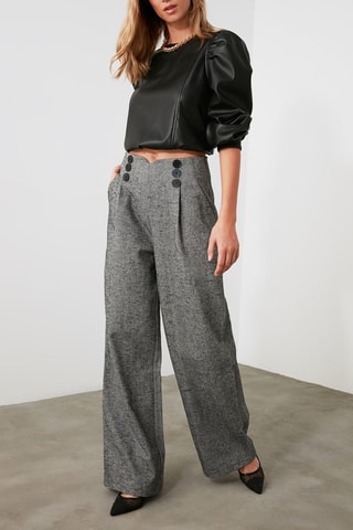 Broek met Hoge Taille - Grijs