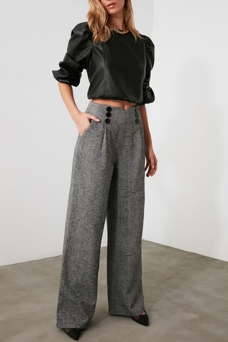 Broek met Hoge Taille - Grijs