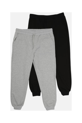 2 Joggingbroeken Zwart en Gemêleerd Lichtgrijs