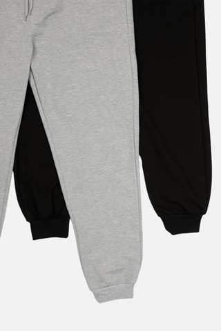 2 Joggingbroeken Zwart en Gemêleerd Lichtgrijs