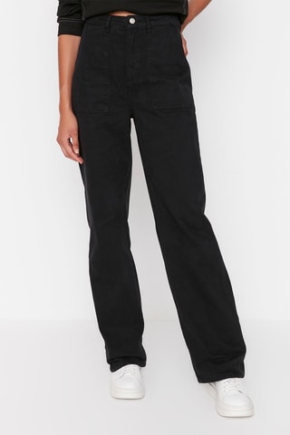 Jeans Bootcut met Hoge Taille Zwart