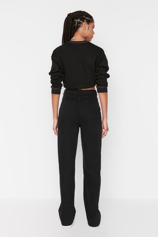 Jeans Bootcut met Hoge Taille Zwart