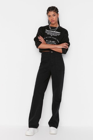 Jeans Bootcut met Hoge Taille Zwart