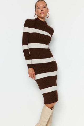 Trui-jurk Bruin en Ecru