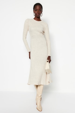 Trui-jurk Gemêleerd Beige