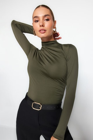Gedrapeerde Bodysuit Kaki