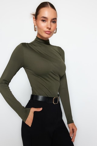 Gedrapeerde Bodysuit Kaki