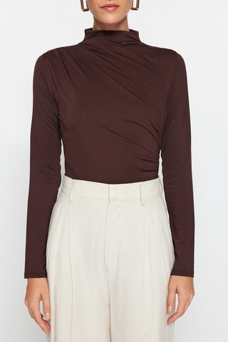 Gedrapeerde Bodysuit -  Bruin