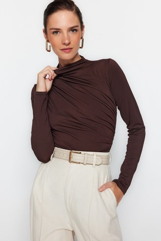 Gedrapeerde Bodysuit -  Bruin