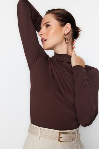 Gedrapeerde Bodysuit -  Bruin