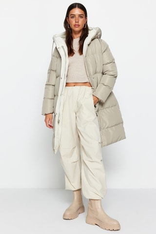 Gewatteerde Jas met Capuchon - Beige