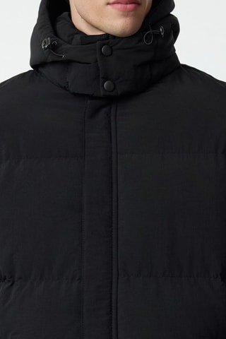 Gewatteerde Jas Oversized met Capuchon - Zwart