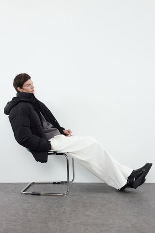 Gewatteerde Jas Oversized met Capuchon - Zwart