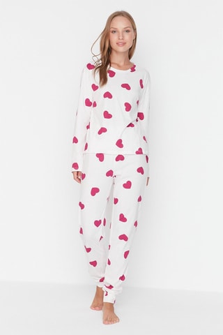 Pyjama - wit en fuchsia