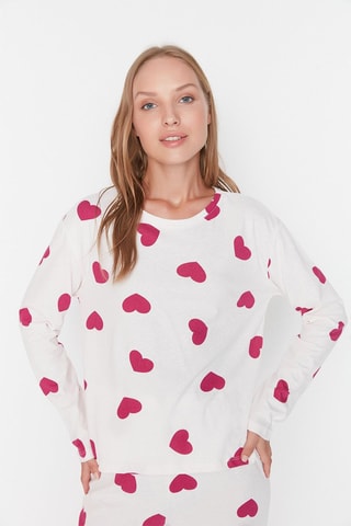 Pyjama - wit en fuchsia