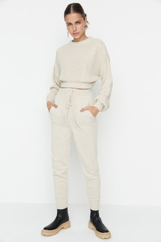 Trui en Joggingbroek Hoge Taille Beige