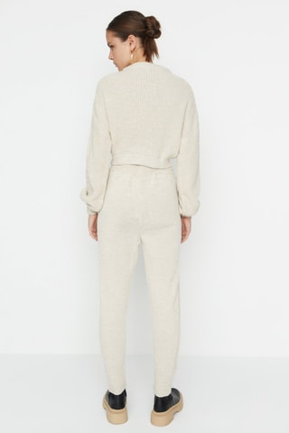 Trui en Joggingbroek Hoge Taille Beige