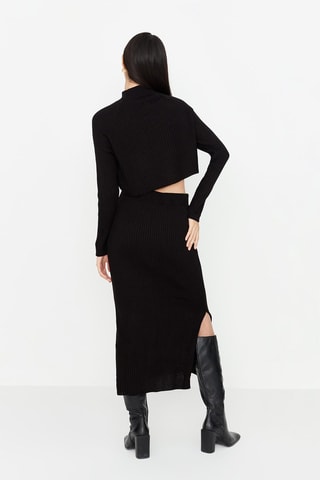 Trui en Midi-Rok Hoge Taille Zwart