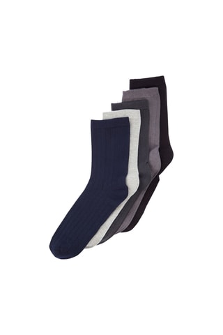 5 Paar Sokken - Grijs en Marineblauw