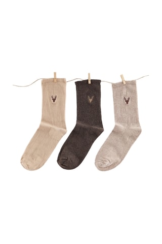 3 Paar Sokken - Beige en Bruin