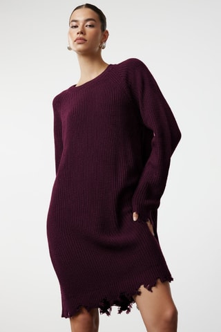 Trui-jurk - Bordeauxrood