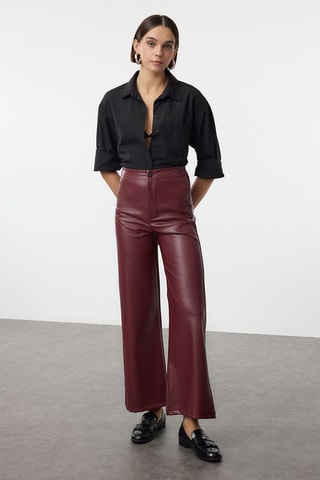 Broek Wide Legs - Bordeauxrood