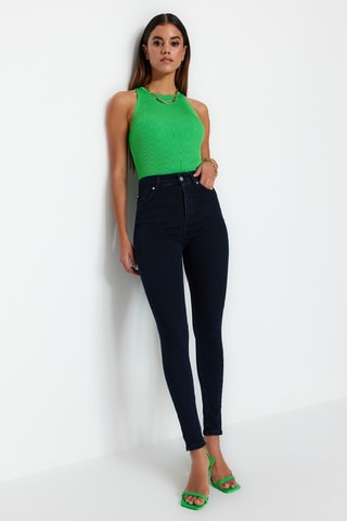 Jeans Skinny Hoge Taille - Donkerblauw