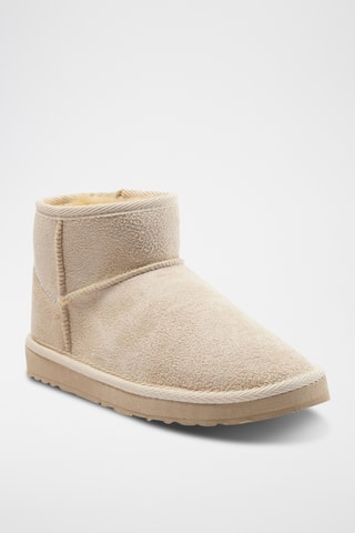 Gevoerde Enkellaarzen - Beige
