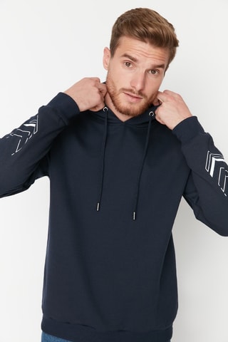 Sweater relaxed met Capuchon - Marineblauw