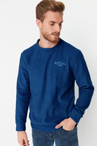 Velours Sweater Regular - Blauw