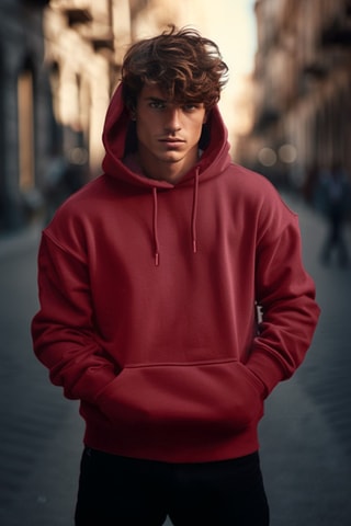 Oversized Sweater met Capuchon - Bordeauxrood