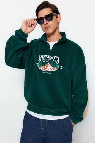 Oversized Velours Sweater - Smaragdgroen