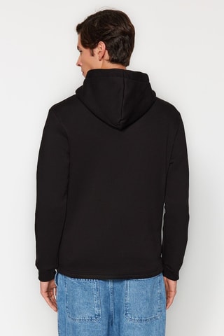 Sweater regular met capuchon - Zwart