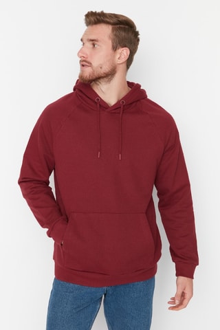 Sweater regular met capuchon - Bordeauxrood