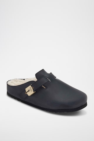 Gevoerde Nubuck Clogs - Zwart
