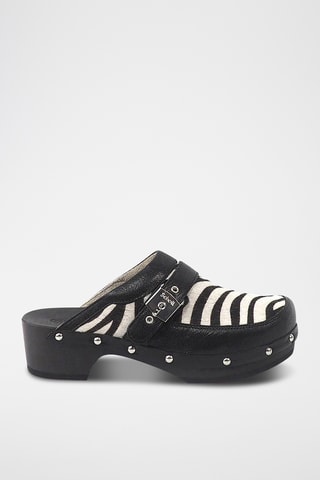 Sabots à talons en cuir - Noir