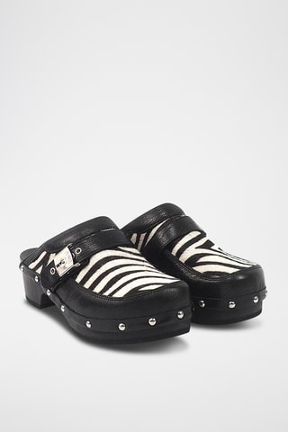 Sabots à talons en cuir - Noir